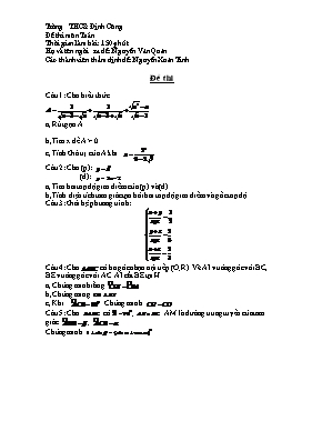 Đề thi môn Toán 9 - Trường THCS Định Công